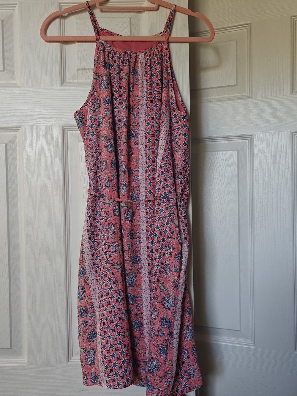 Gap Floral Halter Swing Dress (coral & blue)